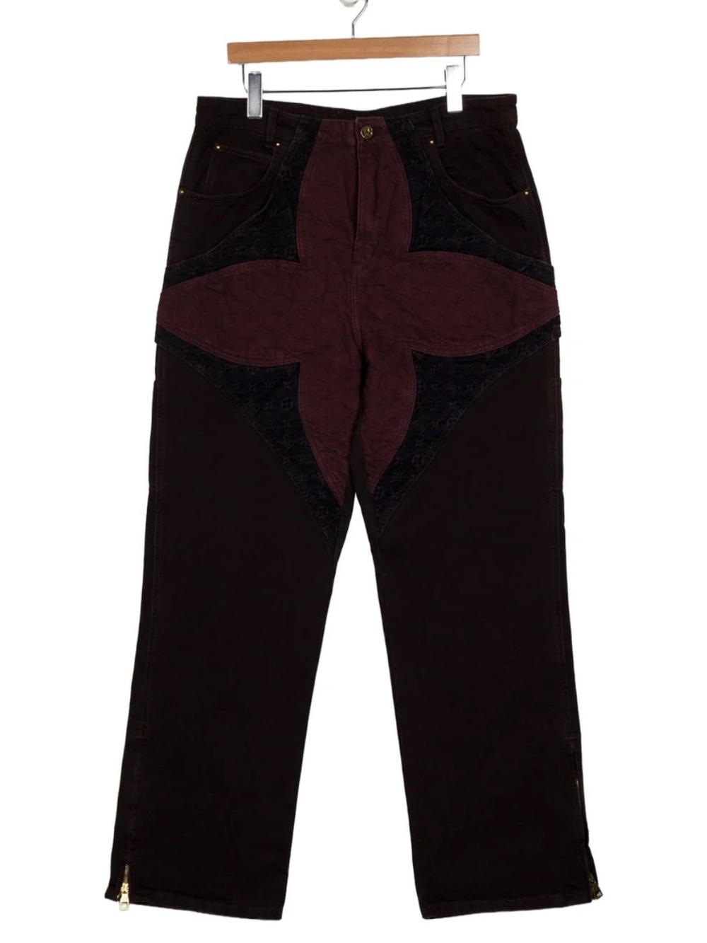 Louis Vuitton Black Jeans with Burgundy Star Panel